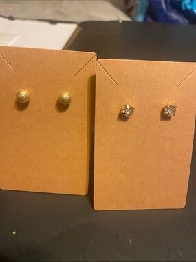 Fashion Jewelry Gold Dome and Crystal Stud Earring Set